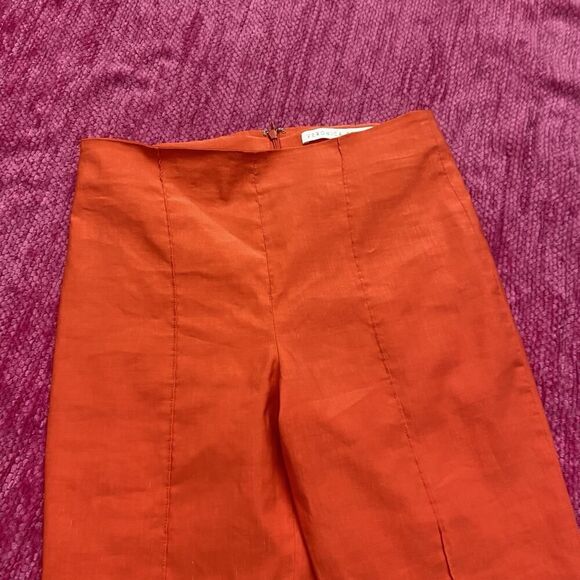 Veronica Beard Honolulu Linen Blend Pants Orange Size 4 - Picture 3 of 12
